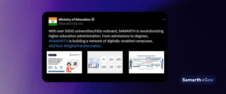 Ministry of Education highlights Samarth on X/Formerly Twitter